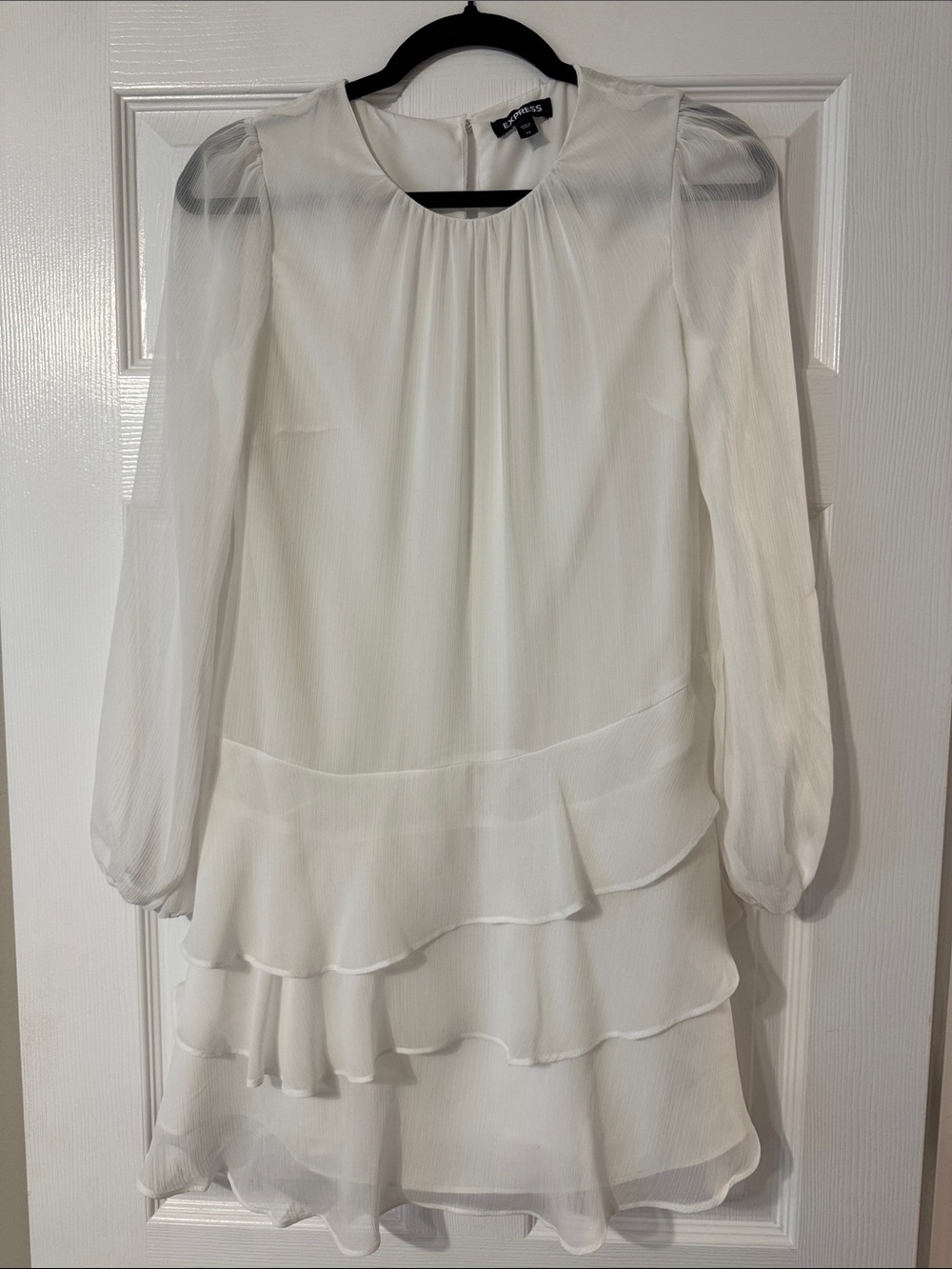 Express White Tiered Mini Dress
